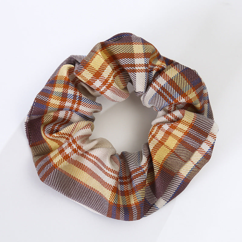 Jk Plaid Large Intestine Hair Ring Girl Ball Head Rubber Band