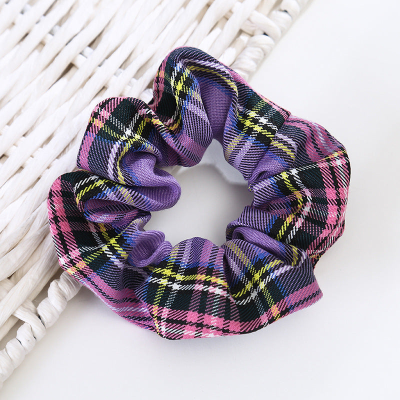 Jk Plaid Large Intestine Hair Ring Girl Ball Head Rubber Band