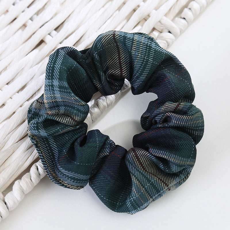 Jk Plaid Large Intestine Hair Ring Girl Ball Head Rubber Band