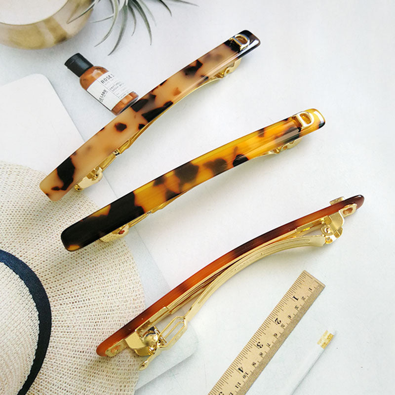 Dai Nuo Korean Version Of Acetic Acid, High-End Women's Hair Accessories, Creative And Simple Two-Color Fine Hair Clip, Spring Clip, Horizontal Clip