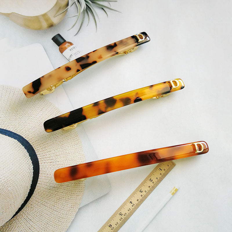 Dai Nuo Korean Version Of Acetic Acid, High-End Women's Hair Accessories, Creative And Simple Two-Color Fine Hair Clip, Spring Clip, Horizontal Clip