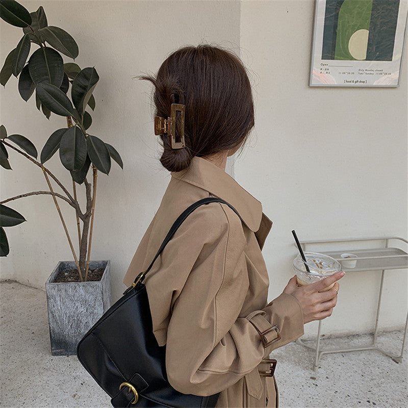 Temperament Rectangular Shark Clip Autumn and Winter Warm Color Plate Hair Catch