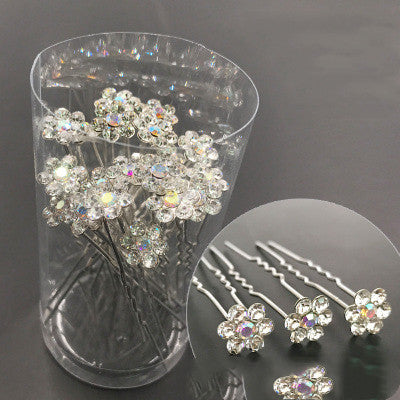 Bridal Plate Hair Fork U-Shaped Clip Diamond And Flower Hair Clip