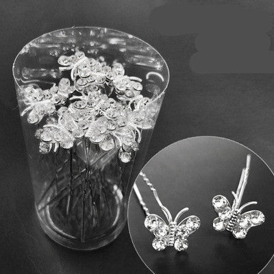 Bridal Plate Hair Fork U-Shaped Clip Diamond And Flower Hair Clip