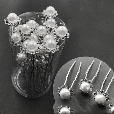 Bridal Plate Hair Fork U-Shaped Clip Diamond And Flower Hair Clip