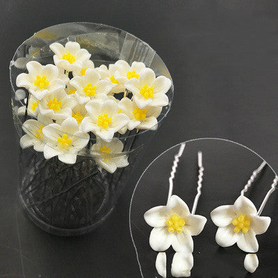 Bridal Plate Hair Fork U-Shaped Clip Diamond And Flower Hair Clip