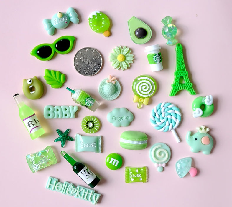 Mobile Phone Shell Material Simulation Cream Glue Hair Clip Set Resin Accessories Blessing Bag