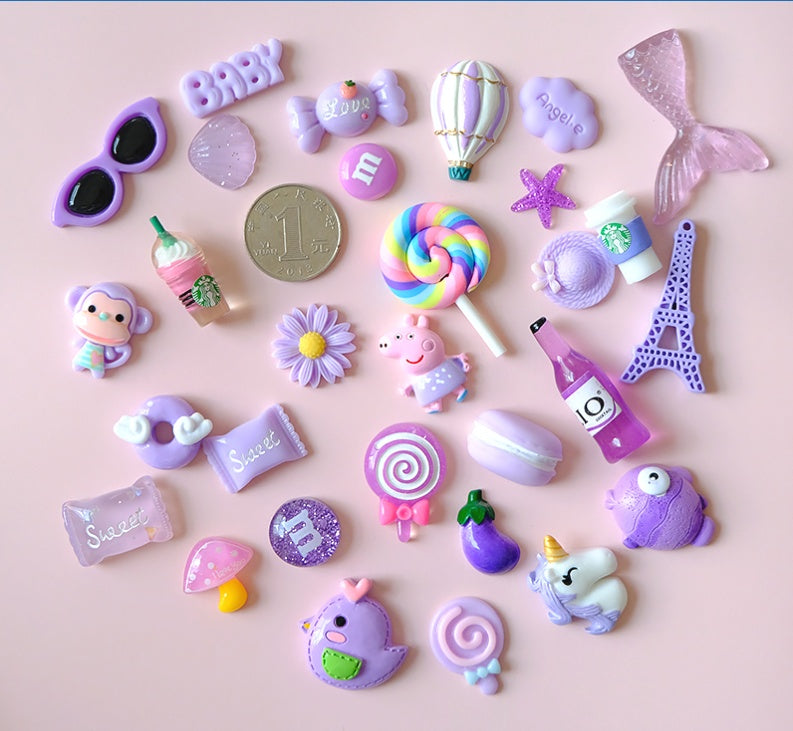 Mobile Phone Shell Material Simulation Cream Glue Hair Clip Set Resin Accessories Blessing Bag