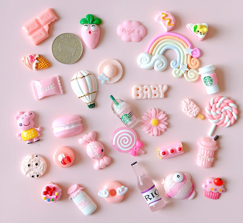 Mobile Phone Shell Material Simulation Cream Glue Hair Clip Set Resin Accessories Blessing Bag