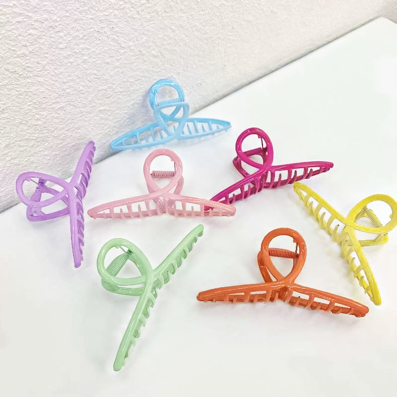 Spring And Summer Girl Back Head Plate Hairpin Shark Clip Candy Color Paint Catch Clip Hairpin Hollow Cross Hair Catch Hair Accessories