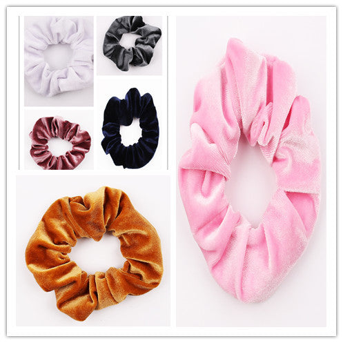Fashion New Velvet Tencel Pocket wallet Hair Scrunchies Retro Zipper Large Intestine Elastic Hair Band