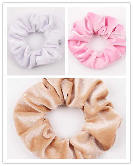 Fashion New Velvet Tencel Pocket wallet Hair Scrunchies Retro Zipper Large Intestine Elastic Hair Band