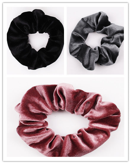Fashion New Velvet Tencel Pocket wallet Hair Scrunchies Retro Zipper Large Intestine Elastic Hair Band
