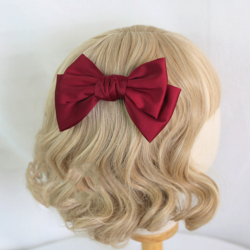 Burgundy Japanese Large Bow Hair Accessories Spring Top Clip Headdress