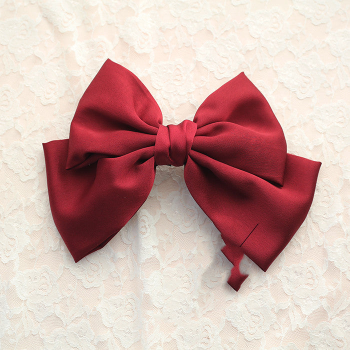Burgundy Japanese Large Bow Hair Accessories Spring Top Clip Headdress