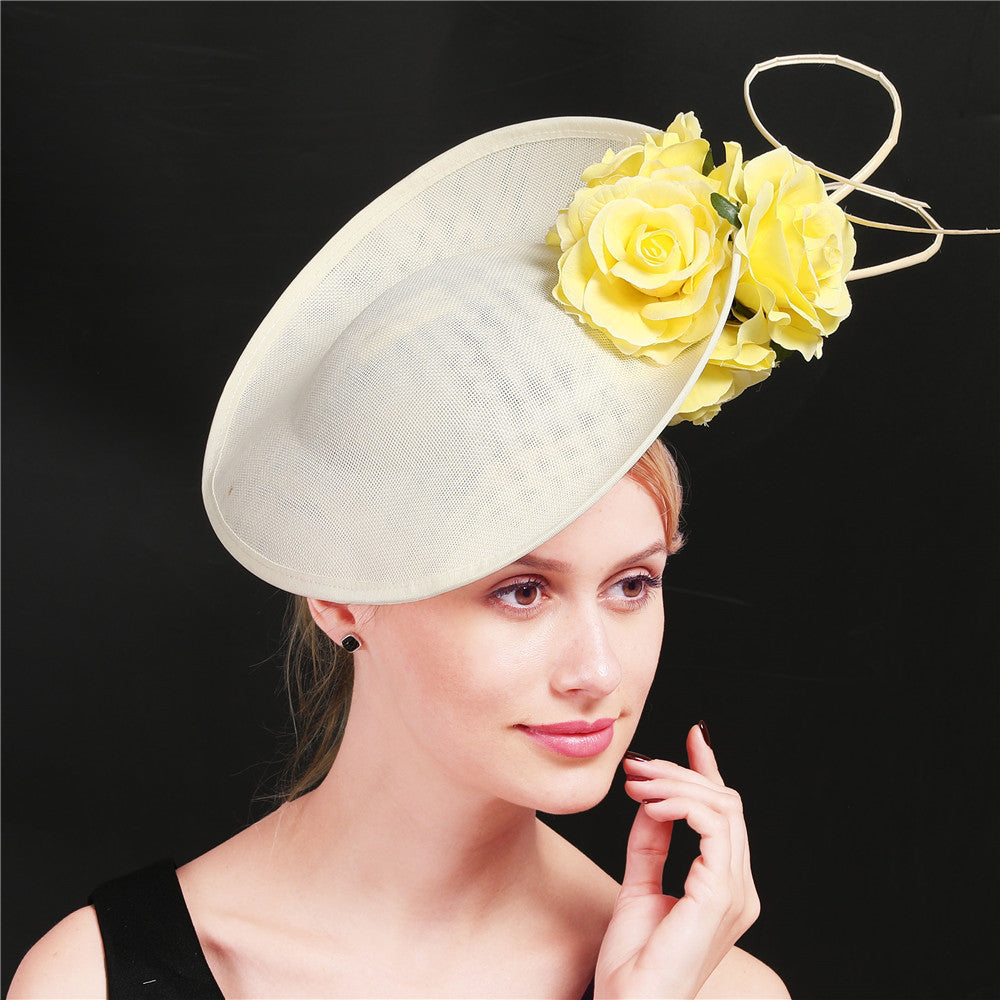 Best Headdress Bride Beige Top Hat Imitation Linen Headband Hairpin Dual-use