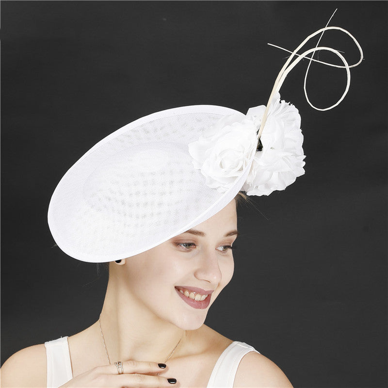 Best Headdress Bride Beige Top Hat Imitation Linen Headband Hairpin Dual-use