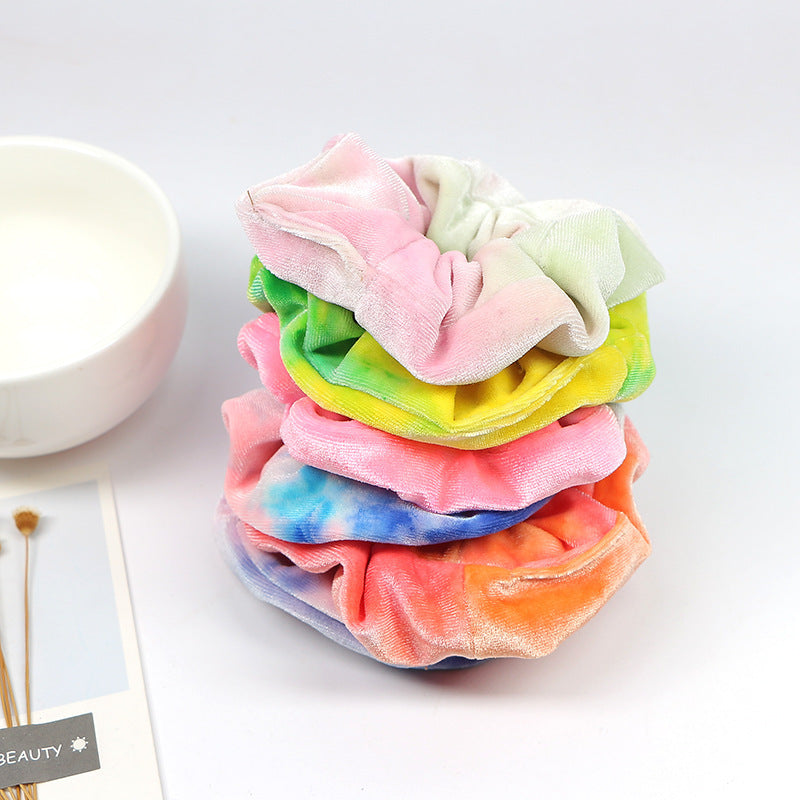 Gradient gold velvet cloth hair ring