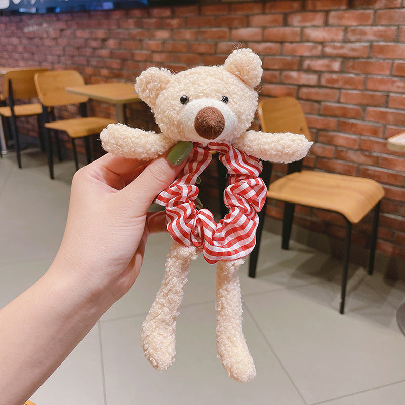 Simple And Cute Bear Plush Large Intestine Hair Ring