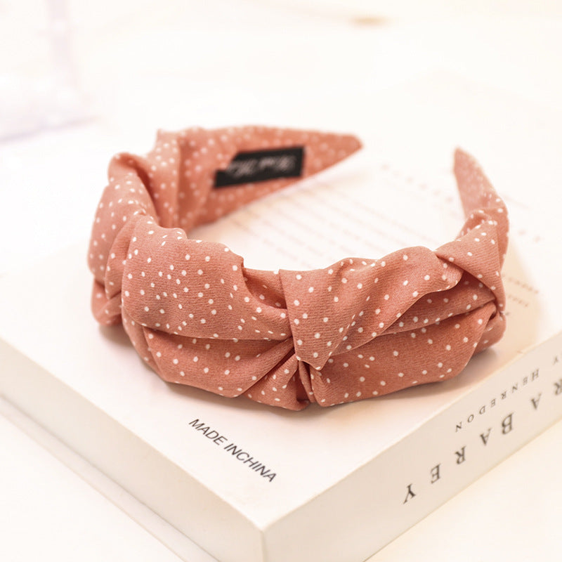 Polka Dot Headband Hair Accessories Simple Polka Dot Folds Wide Brim Headband