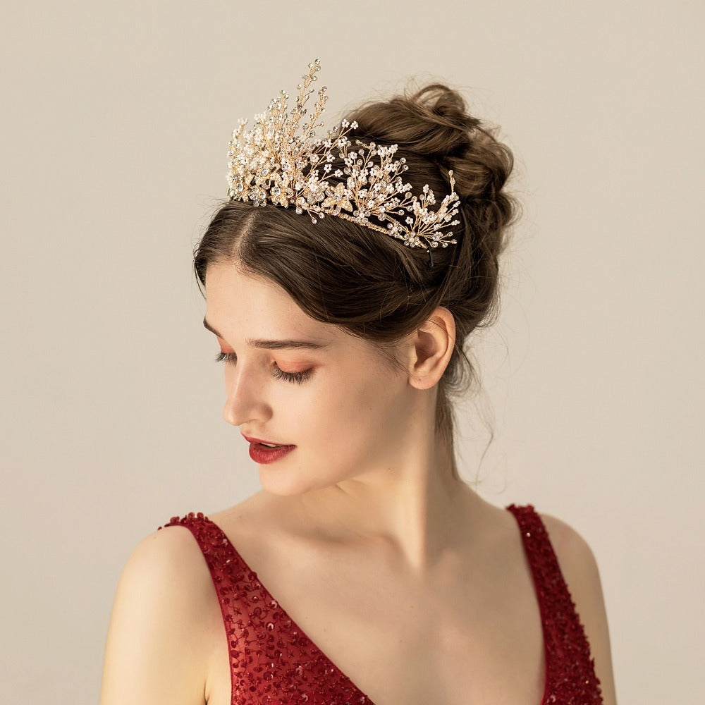 Popular Multi-layer Rice Beads Rhinestone Bridal Headwear
