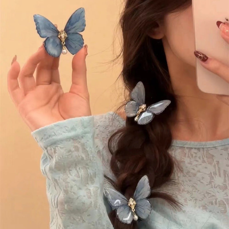 Ice Blue Butterfly Barrettes Female