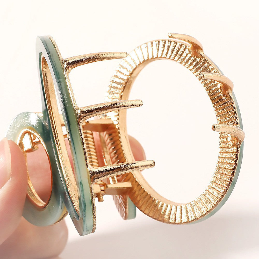 Hair Accessories Alloy Acetate Hairpin Graceful Geometric Back Head Updo Hair Claw Hollow Shark Clip