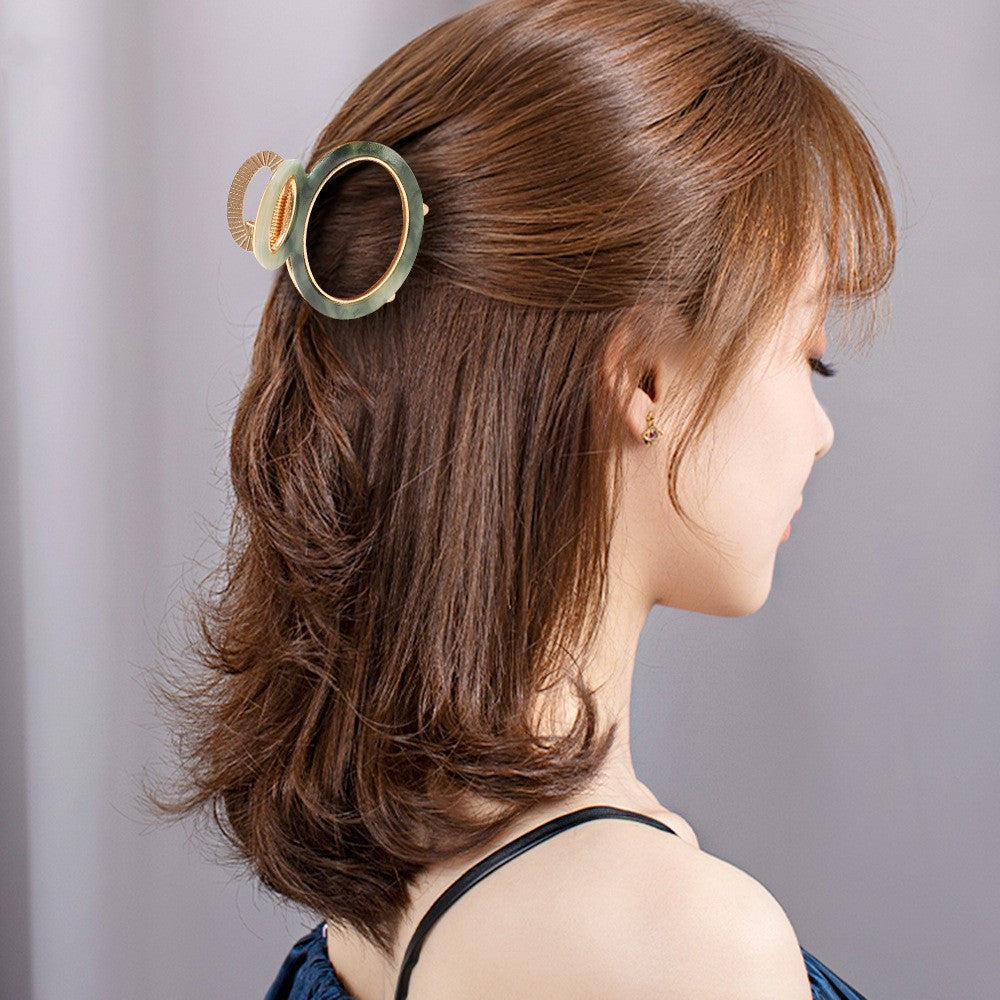 Hair Accessories Alloy Acetate Hairpin Graceful Geometric Back Head Updo Hair Claw Hollow Shark Clip