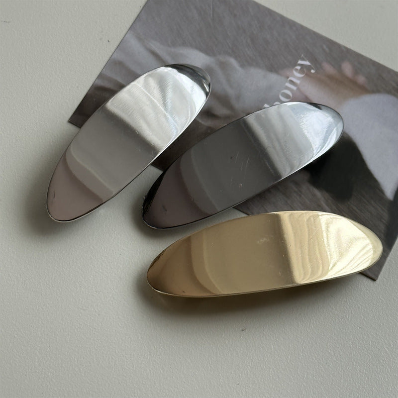 Glossy Metal Oval Duckbill Barrettes