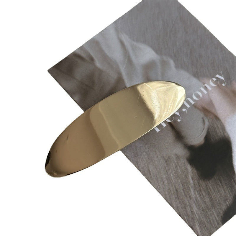 Glossy Metal Oval Duckbill Barrettes