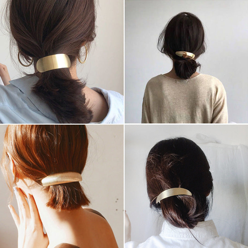 Geometric Metal Brushed Barrettes Spring Clip