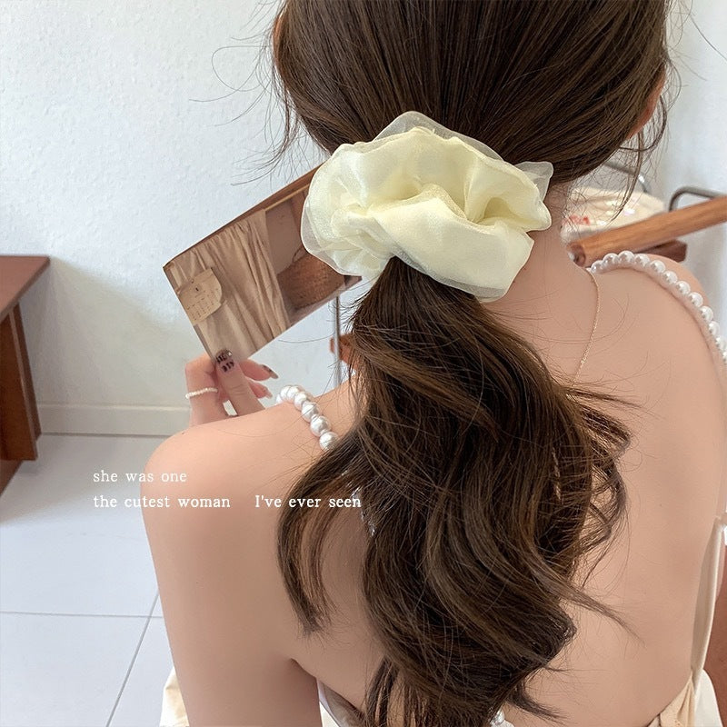 Pure Color Mesh Simple Large Intestine Hair Ring Headdress