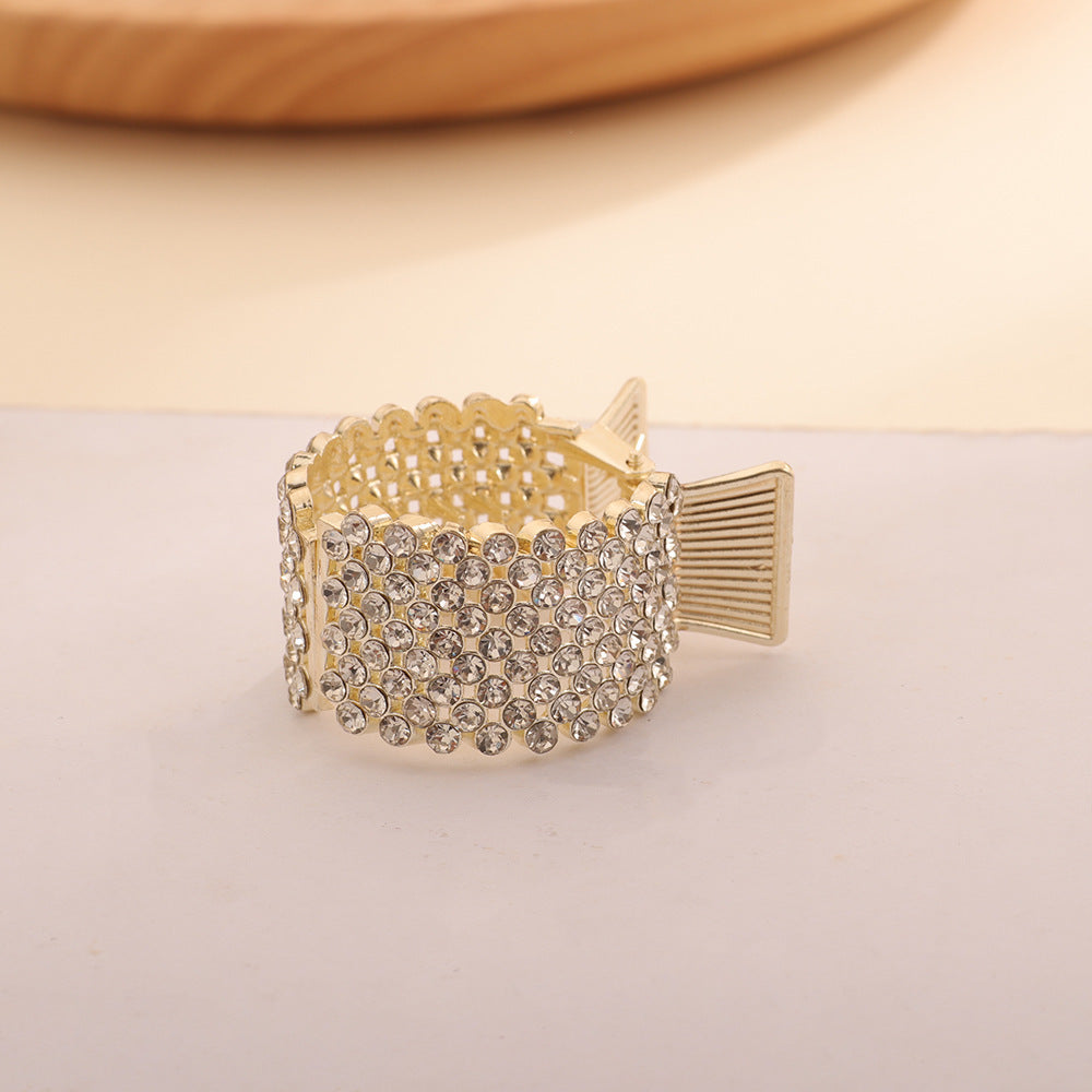 Female Grip Fixed Rhinestone Barrettes High Ponytail Hair Band