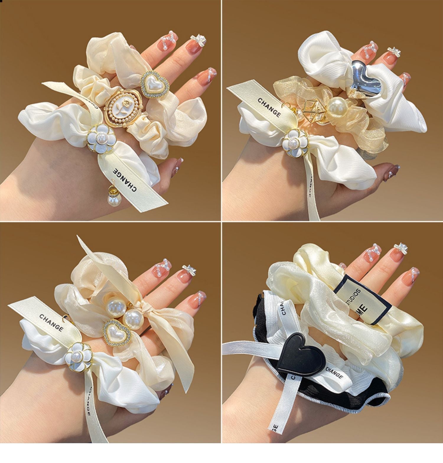 Camellia Large Intestine Hair Ring Retro Ponytail Hair String