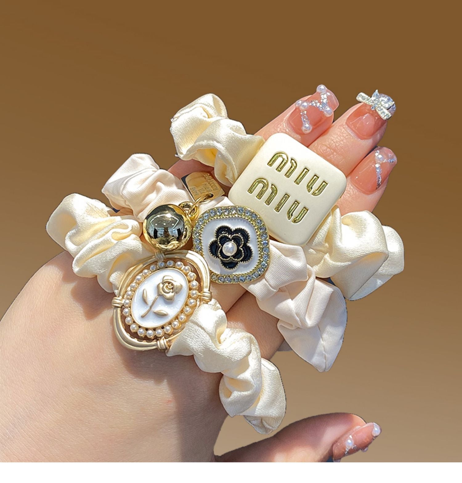 Camellia Large Intestine Hair Ring Retro Ponytail Hair String