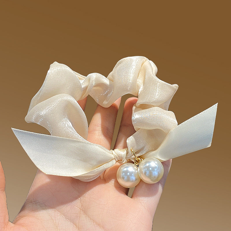 Camellia Large Intestine Hair Ring Retro Ponytail Hair String