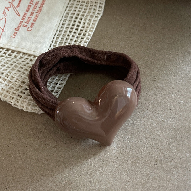 Heart Acrylic Hair Rope High Elastic Durable Hair Ring