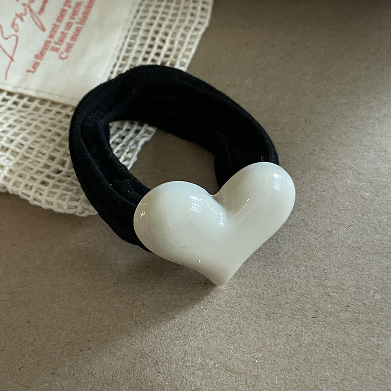 Heart Acrylic Hair Rope High Elastic Durable Hair Ring
