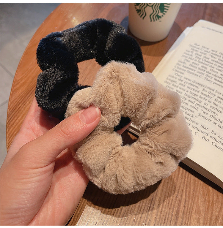 Plush Large Intestine Hair Ring Macaron Hair Band Cute Fluffy Hair Rope