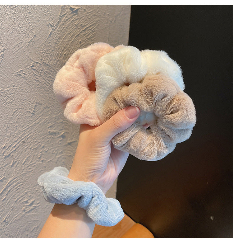 Plush Large Intestine Hair Ring Macaron Hair Band Cute Fluffy Hair Rope