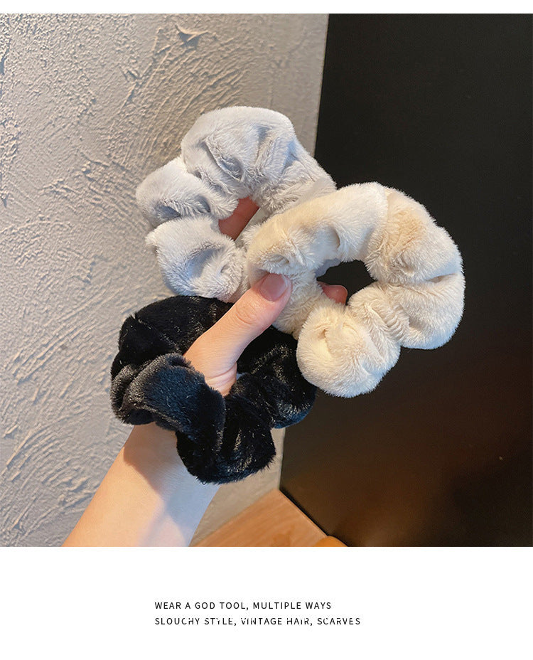 Plush Large Intestine Hair Ring Macaron Hair Band Cute Fluffy Hair Rope