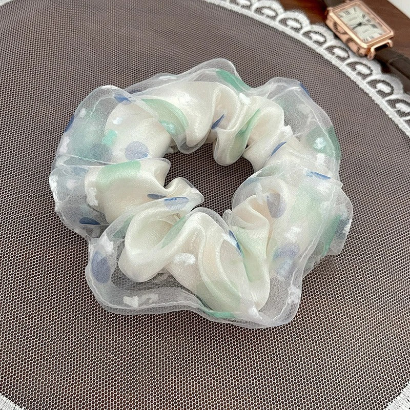 Mesh Large Intestine Hair Ring Leather Cover Hair Rope