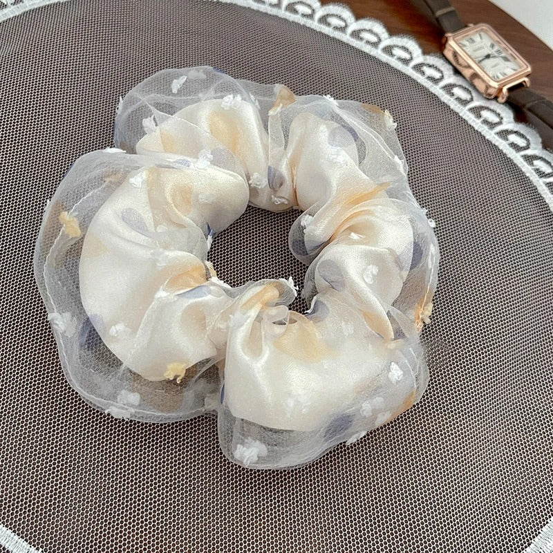 Mesh Large Intestine Hair Ring Leather Cover Hair Rope