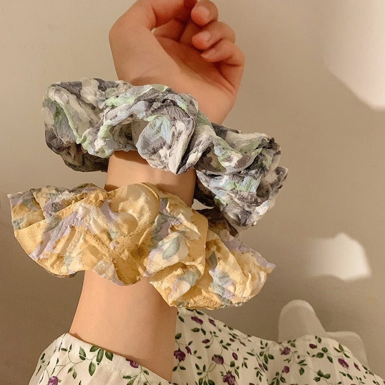 Pastoral Floral Oil Painting Flower Large Intestine Hair Ring