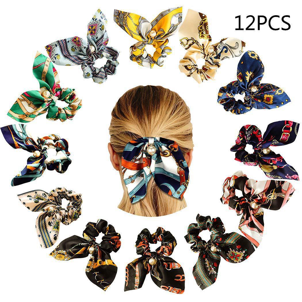 Pearl Pendant Large Intestine Scrunchies Hair Knot Knotted Big Bow Hair Rope