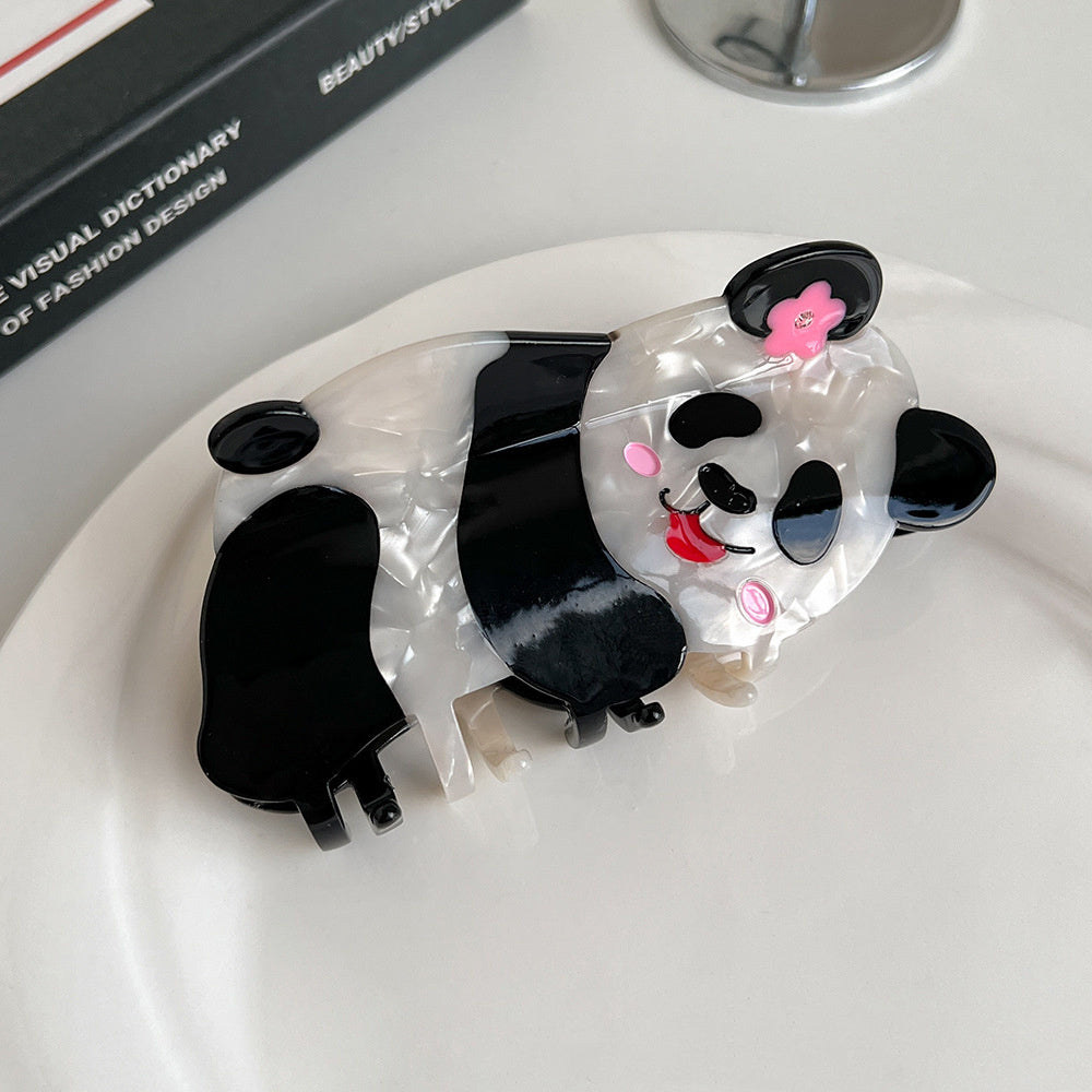 Plastic Cartoon Panda Acetate Grip Cute Animal Hair Claw Young Girl Personalized Barrettes Bang Side Shark Clip