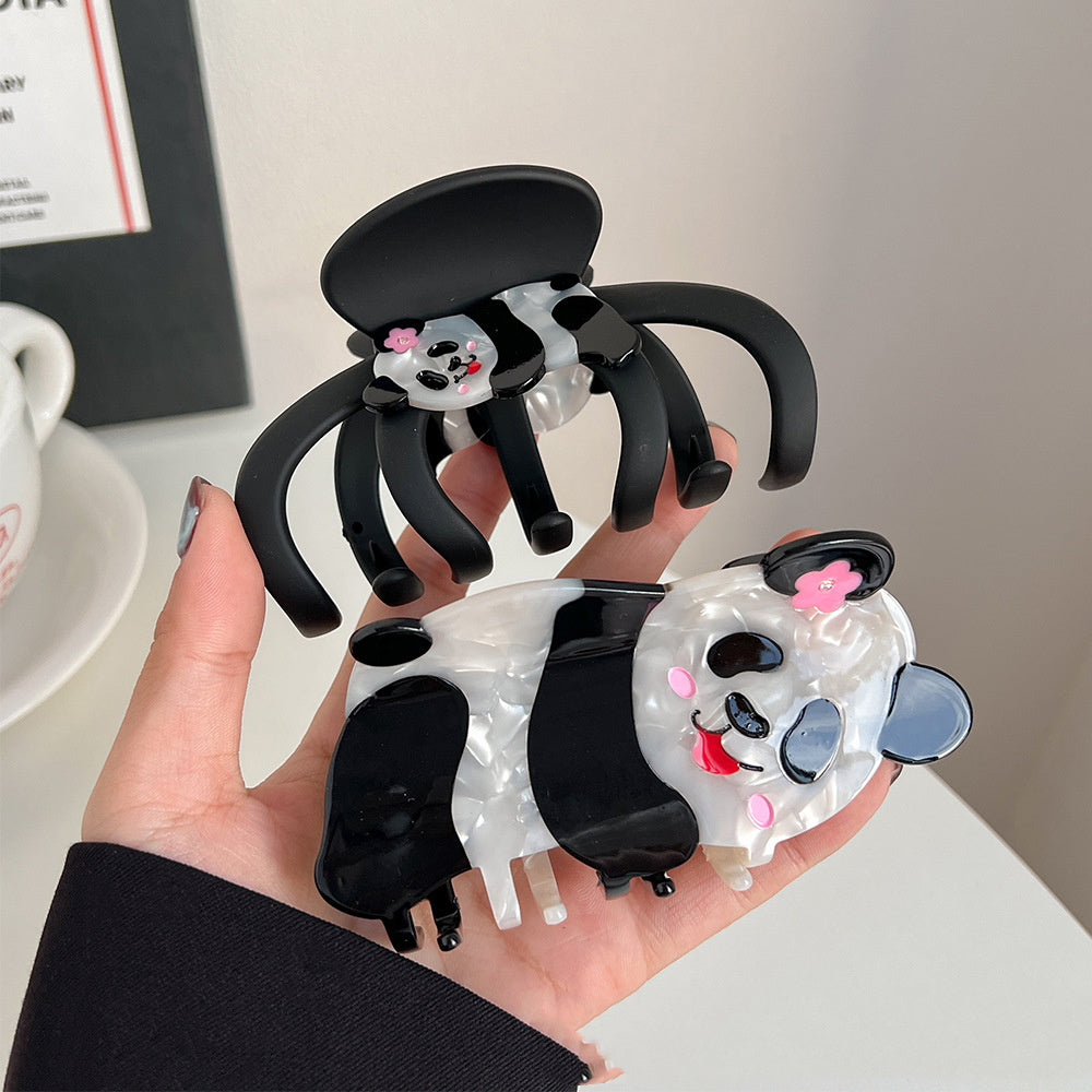 Plastic Cartoon Panda Acetate Grip Cute Animal Hair Claw Young Girl Personalized Barrettes Bang Side Shark Clip