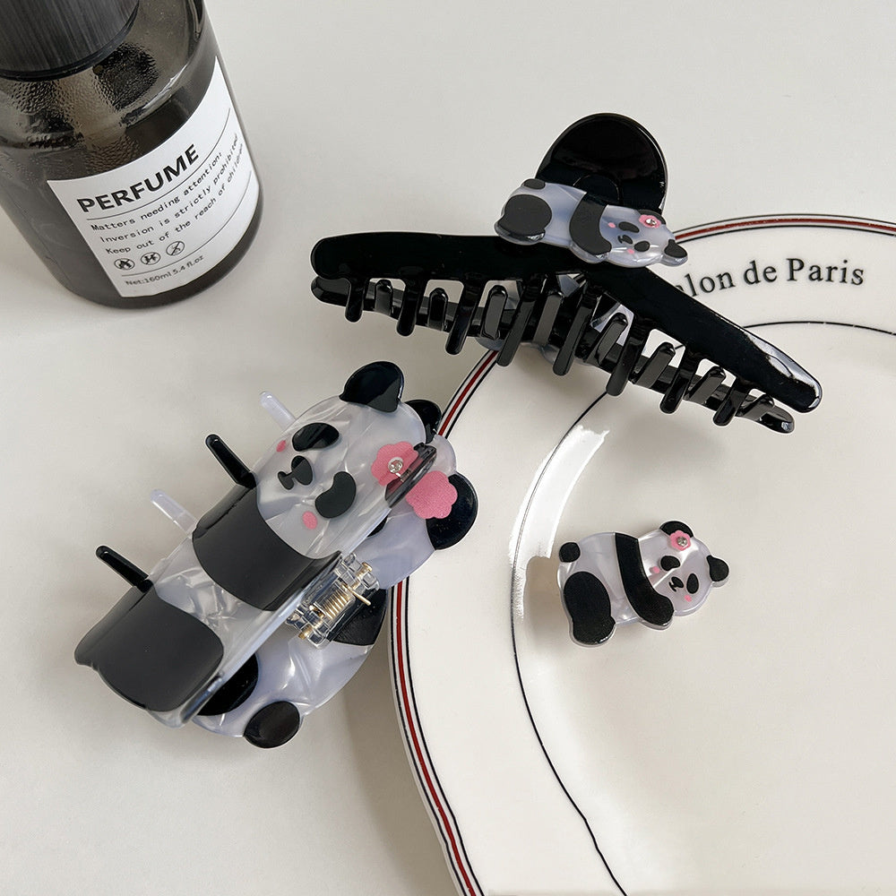 Plastic Cartoon Panda Acetate Grip Cute Animal Hair Claw Young Girl Personalized Barrettes Bang Side Shark Clip