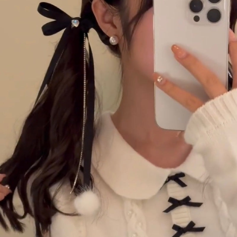 Ribbon Bowknot Barrettes Girl Versatile Double Twist Hair Clip Headdress