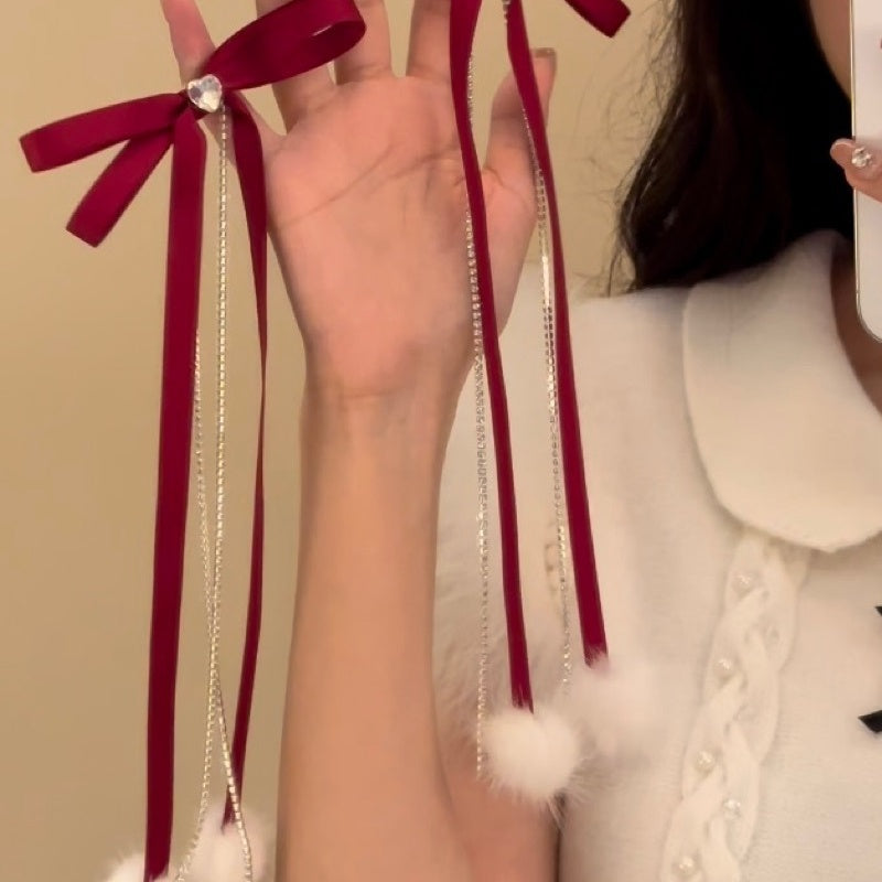 Ribbon Bowknot Barrettes Girl Versatile Double Twist Hair Clip Headdress